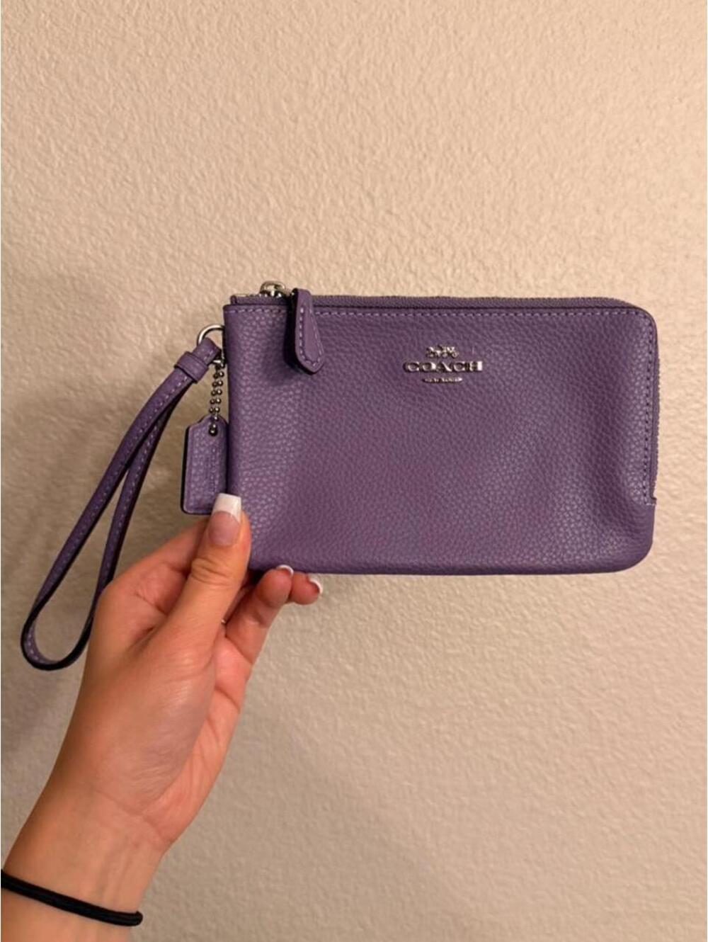 Purple Double Pocket Coach Wristlet